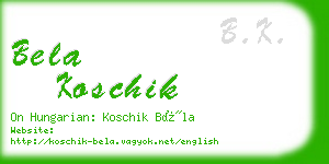 bela koschik business card